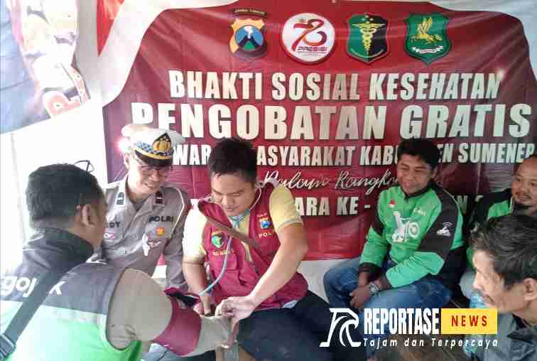 Warnai HUT Bhayangkara Ke-78 Polres Sumenep Gelar Bakti Sosial Kesehatan.
