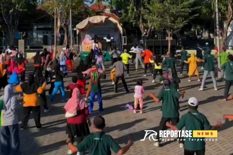 Diskop UMKM dan Naker memperingati Hari Koperasi Nasional ke-77 Koprasi Maju Indonesia Emas menggelar senam sehat dan donor darah di food colony