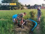 Pendampingan pengairan lahan padi milik Bunayan, anggota kelompok tani Karya Agung Pendampingan pengairan lahan padi milik Bunayan, anggota kelompok tani Karya Agung