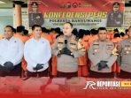 Kapolresta Banyuwangi, Kombes Pol. Nanang Haryono, saat menggelar konferensi pers ungkap 39 Kasus dalam Operasi Tumpas Narkoba Semeru 2024.