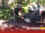 Pendampingan kegiatan karya bakti pengecoran jalan.