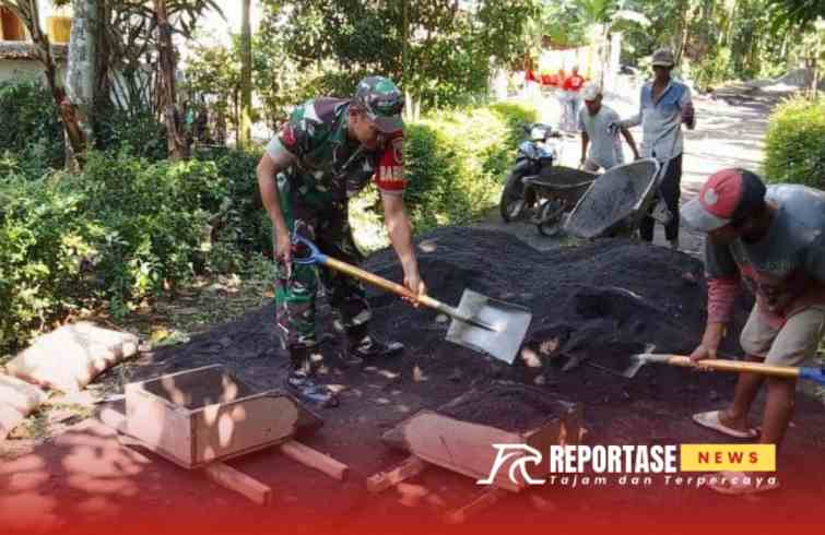 Pendampingan kegiatan karya bakti pengecoran jalan.