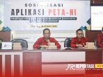 Kepala DKPP Sumenep, Chainur Rasyid, bersama Kepala Bidang Prasarana Pertanian DKPP, Erfan Evendi, saat peluncuran Aplikasi PETA-NI, @by_reportasenews.net